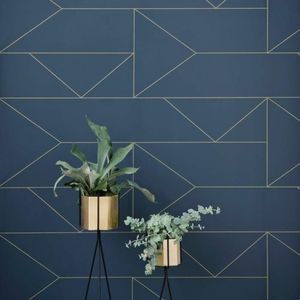 Ferm LivingLines Wallpaper Dark Blue